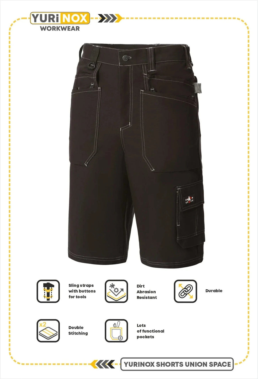 YURINOX UnionSpace Men's Heavy-Duty Holster Pocket Work Shorts