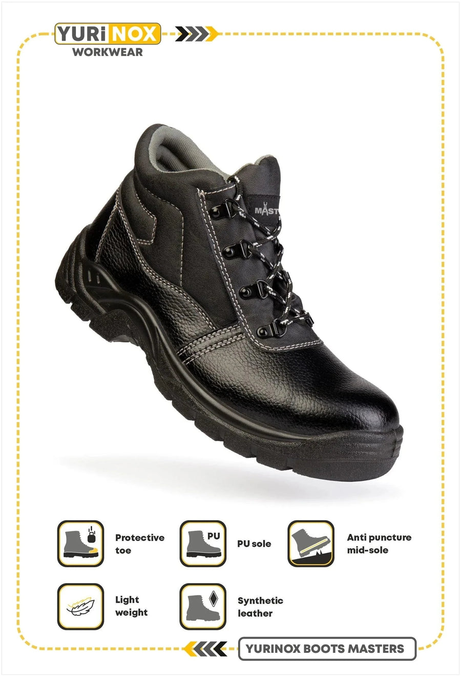 YURINOX Masters Men's 6" Heavy-Duty Steel Toe Work Boots