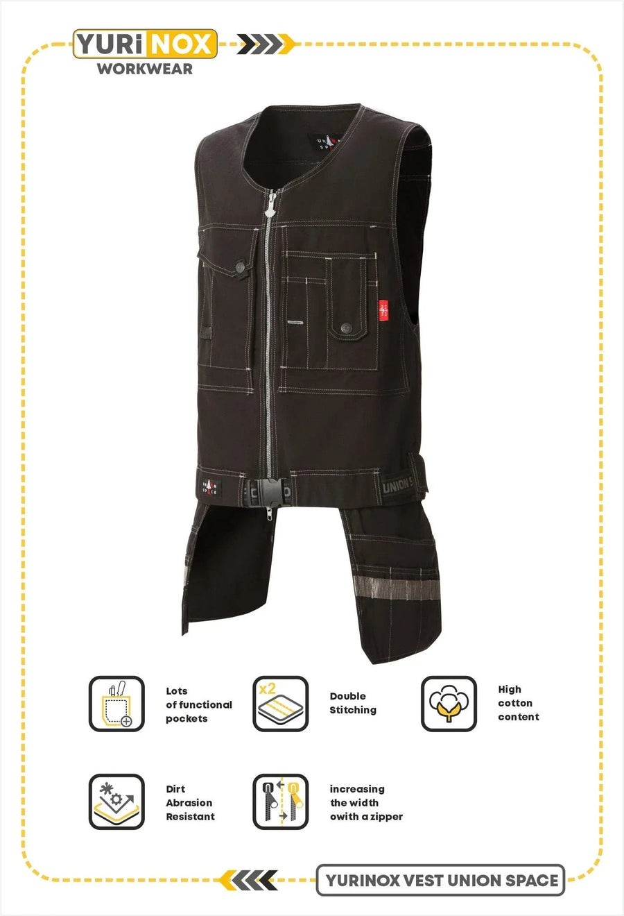 YURINOX UnionSpace Men's Water-Repellent Utility Work Vest