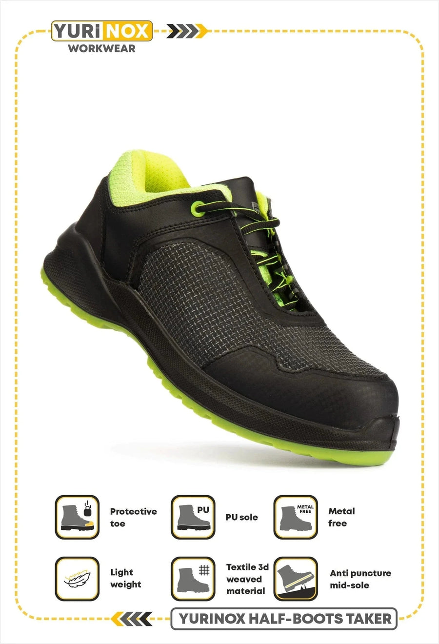 YURINOX Taker — Zapatos de trabajo ligeros de 4 pulgadas con puntera de material compuesto para hombre