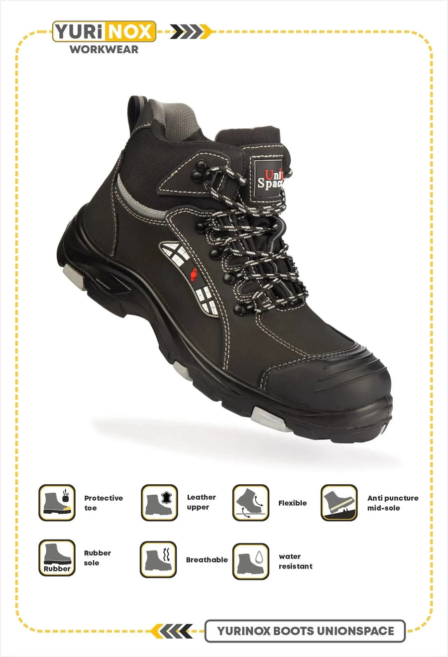 YURINOX UnionSpace Men's 6" Waterproof Composite Toe Work Boots
