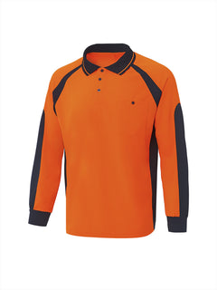 Men’s High-Contrast Work Polo | Moisture-Wicking Two-Tone Long Sleeve