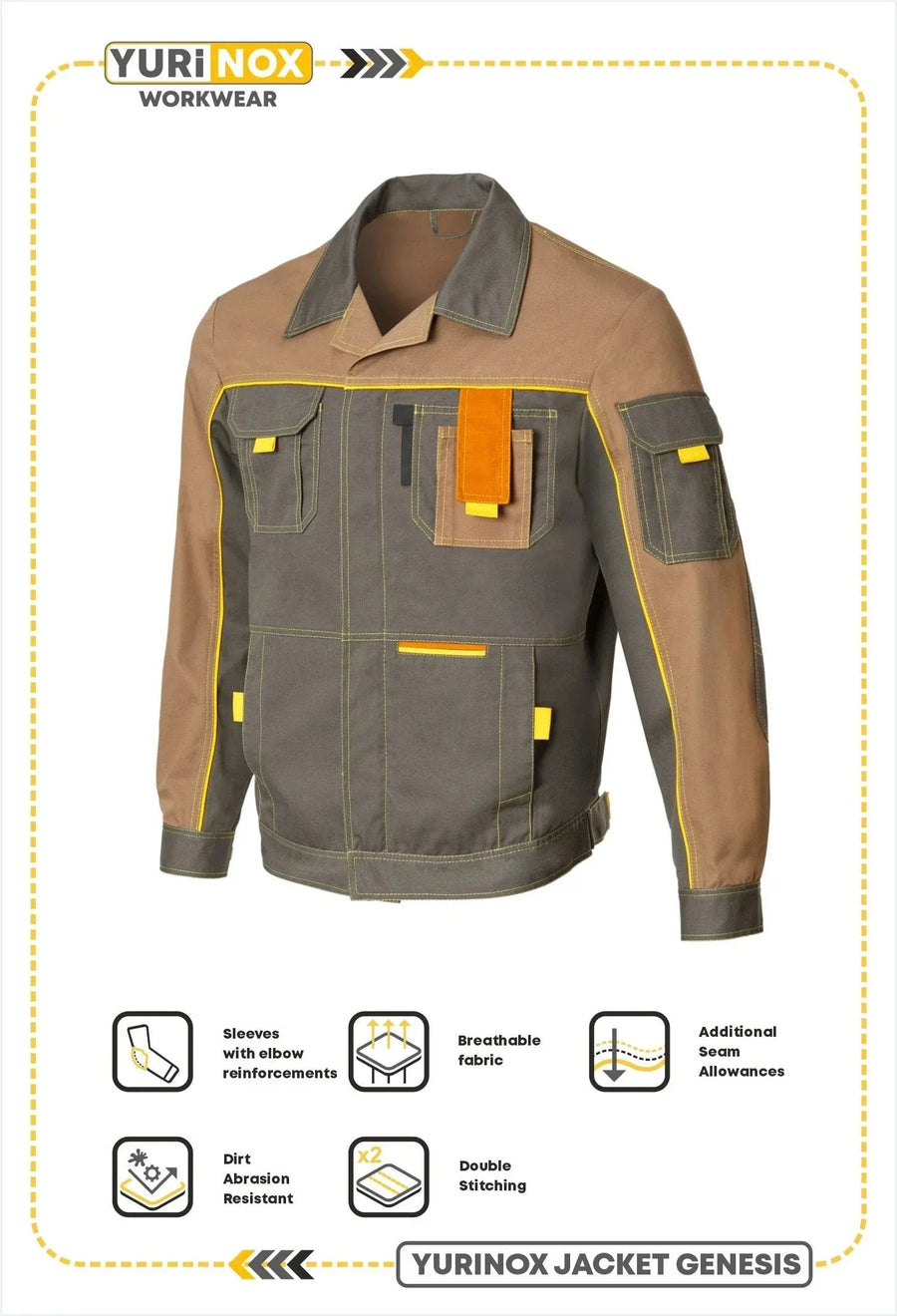YURINOX Genesis Men's Stain-Resistant Utility Work Jacket