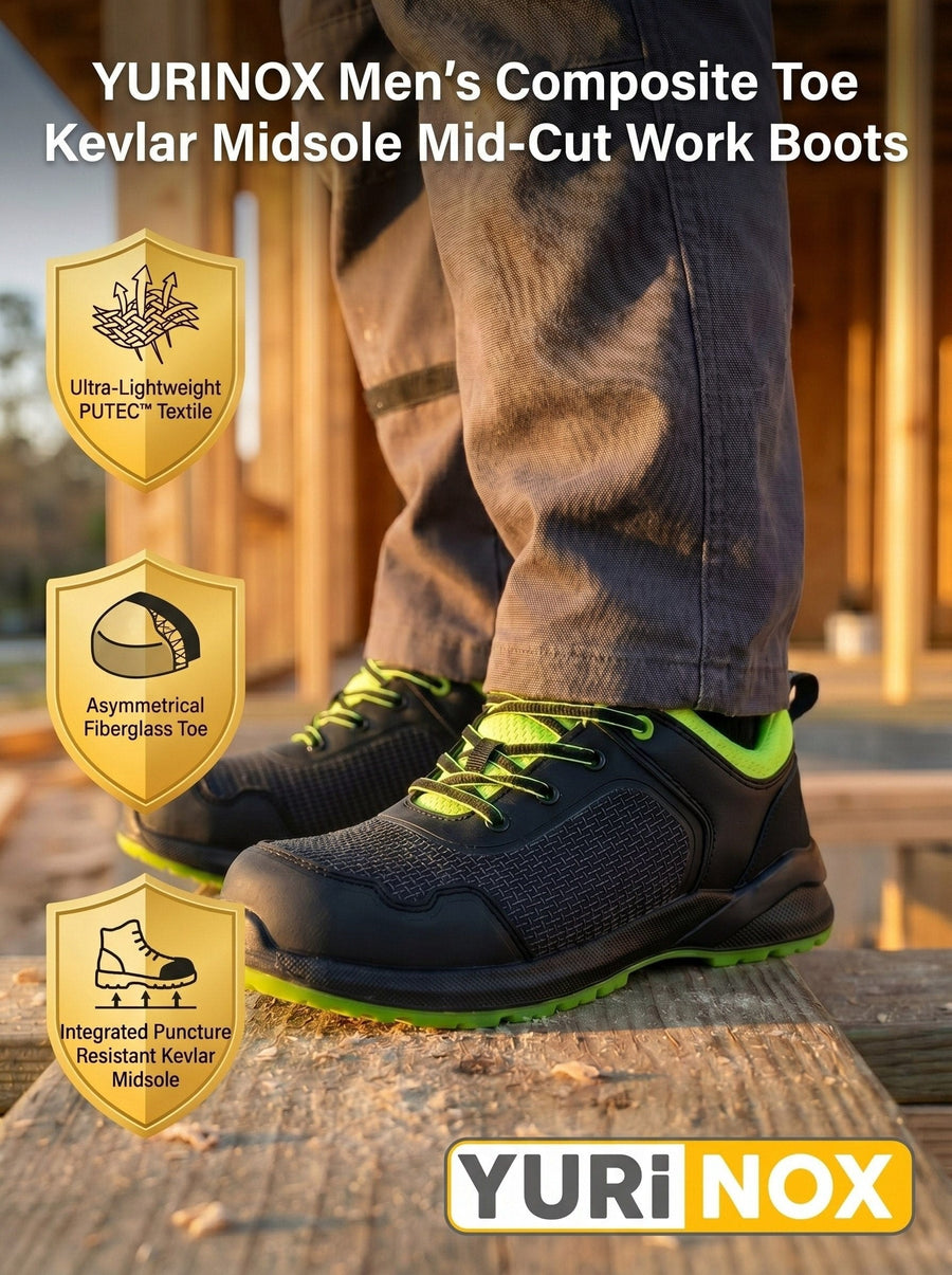YURINOX Taker Men's 4" Lightweight Composite Toe Work Shoes