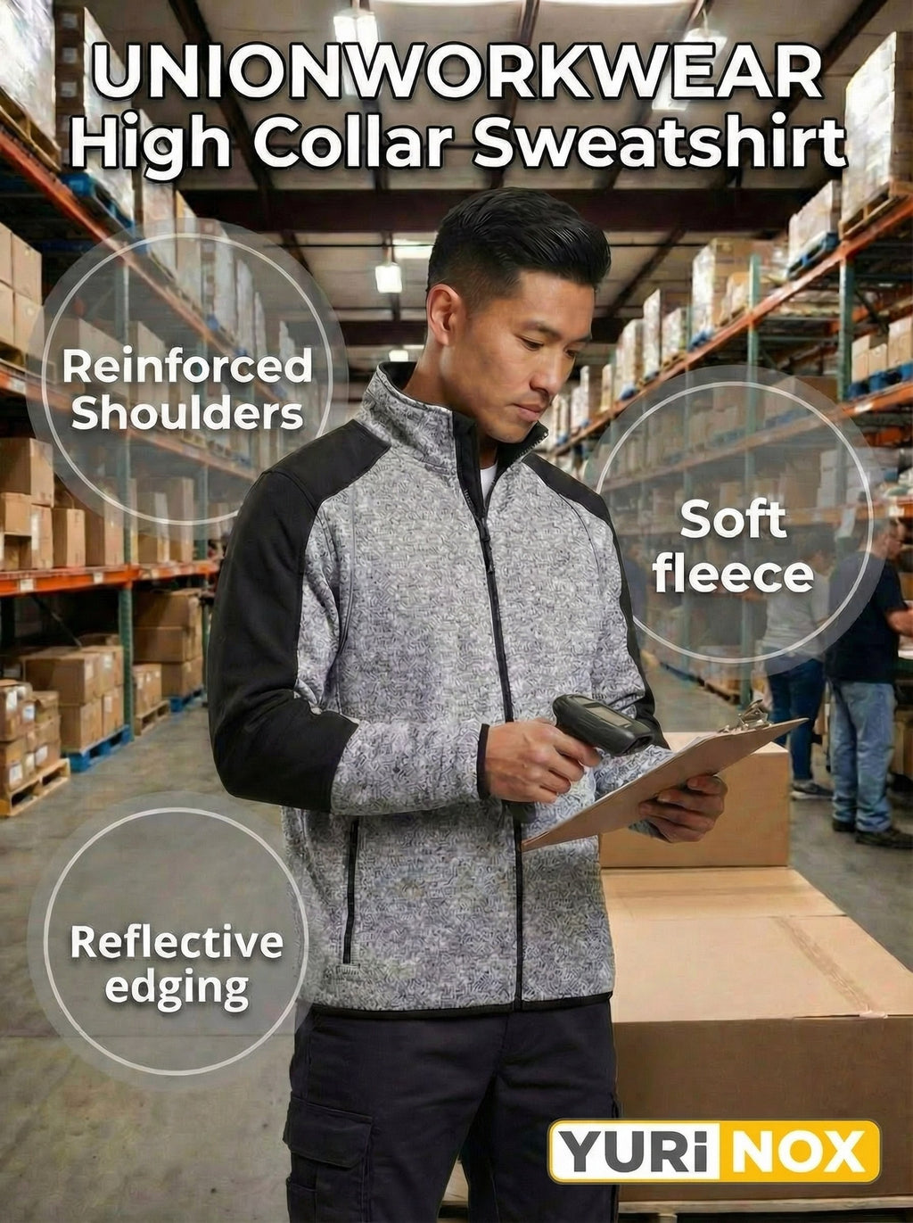 UNIONWORKWEAR FULL ZIP HIGH COLLAR SWEATSHIRT 0063
