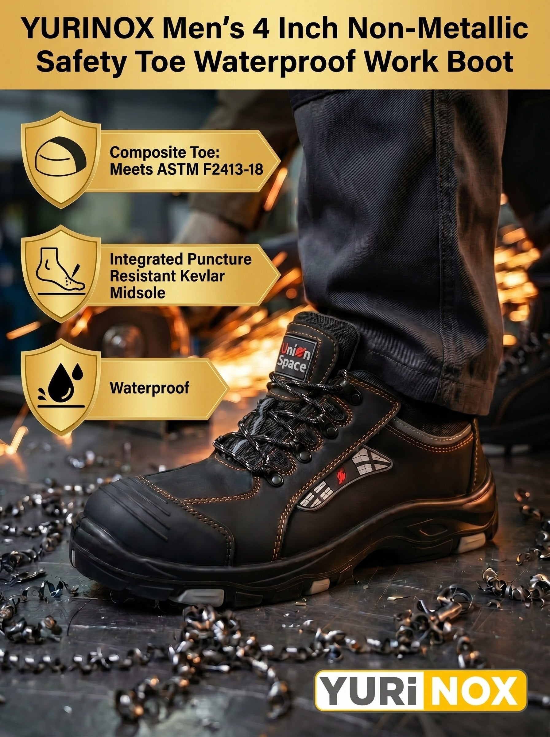 Men's UnionSpace™ 4" Slip-resistant  Waterproof Composite Toe Work Shoe