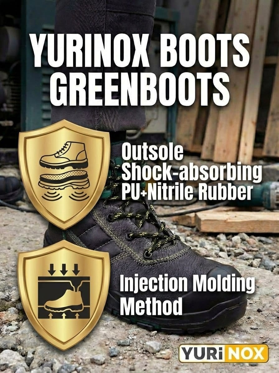 YURINOX GreenBoots Men's 6" Slip-Resistant Composite Toe Work Boots