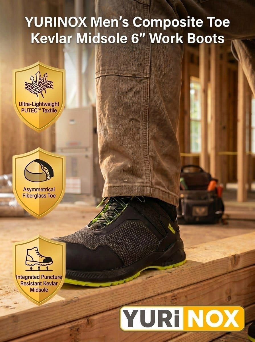 YURINOX Taker Men's 6" Lightweight Composite Toe Work Boots