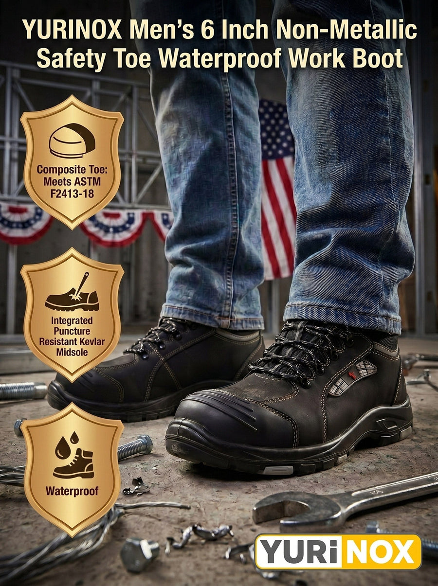 YURINOX UnionSpace Men's 6" Waterproof Composite Toe Work Boots