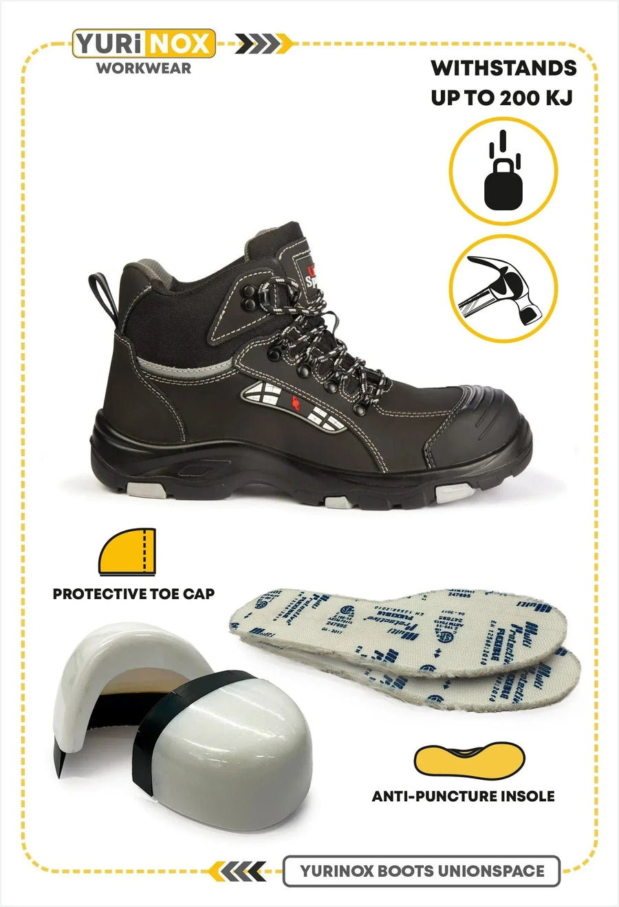 YURINOX UnionSpace Men's 6" Waterproof Composite Toe Work Boots