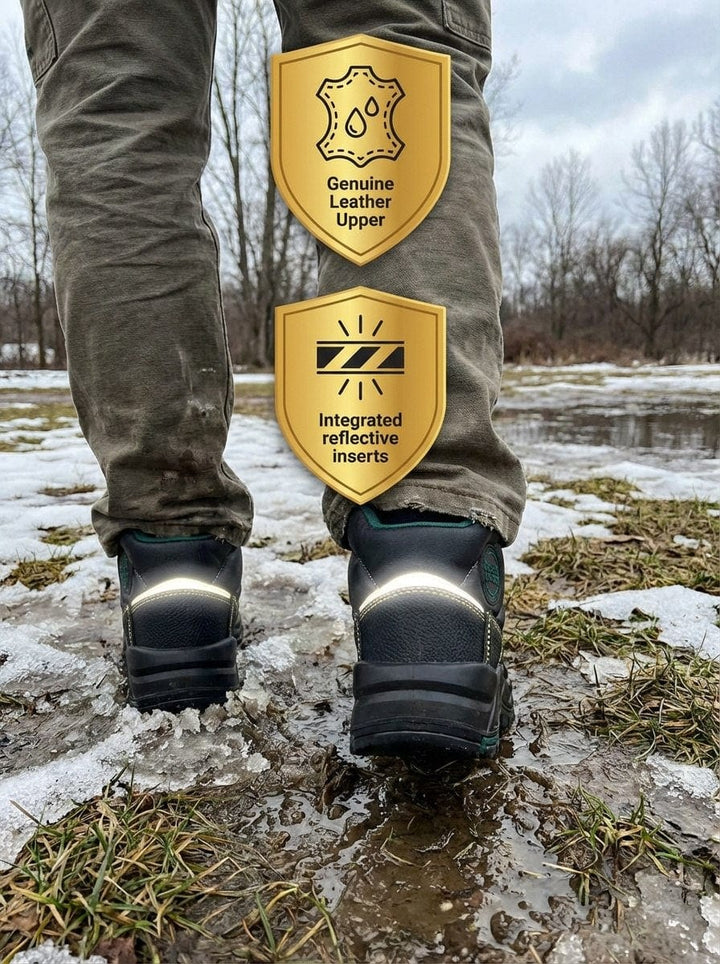 Breathable, Weatherproof Upper: Durable leather upper offers water resistance and breathability for all day comfort