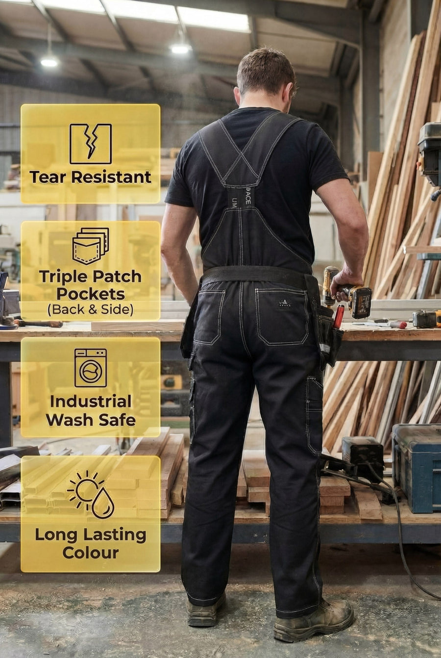 YURINOX UnionSpace Men's Midweight Utility Work Bib Overalls