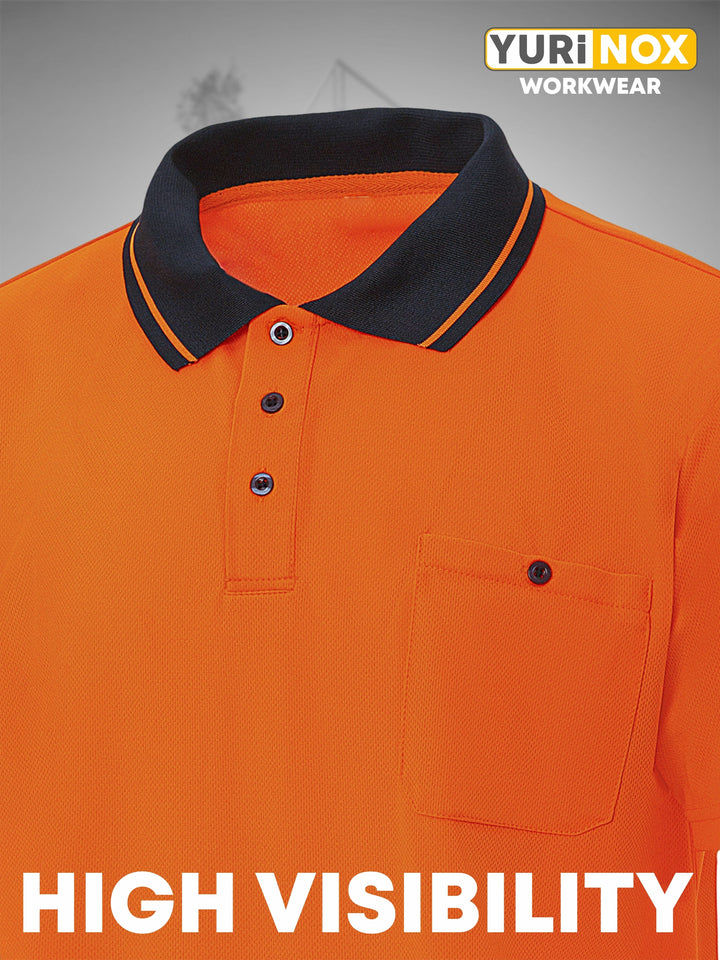 YURINOX 02 Men's Two-Tone Neon Work Polo Shirt