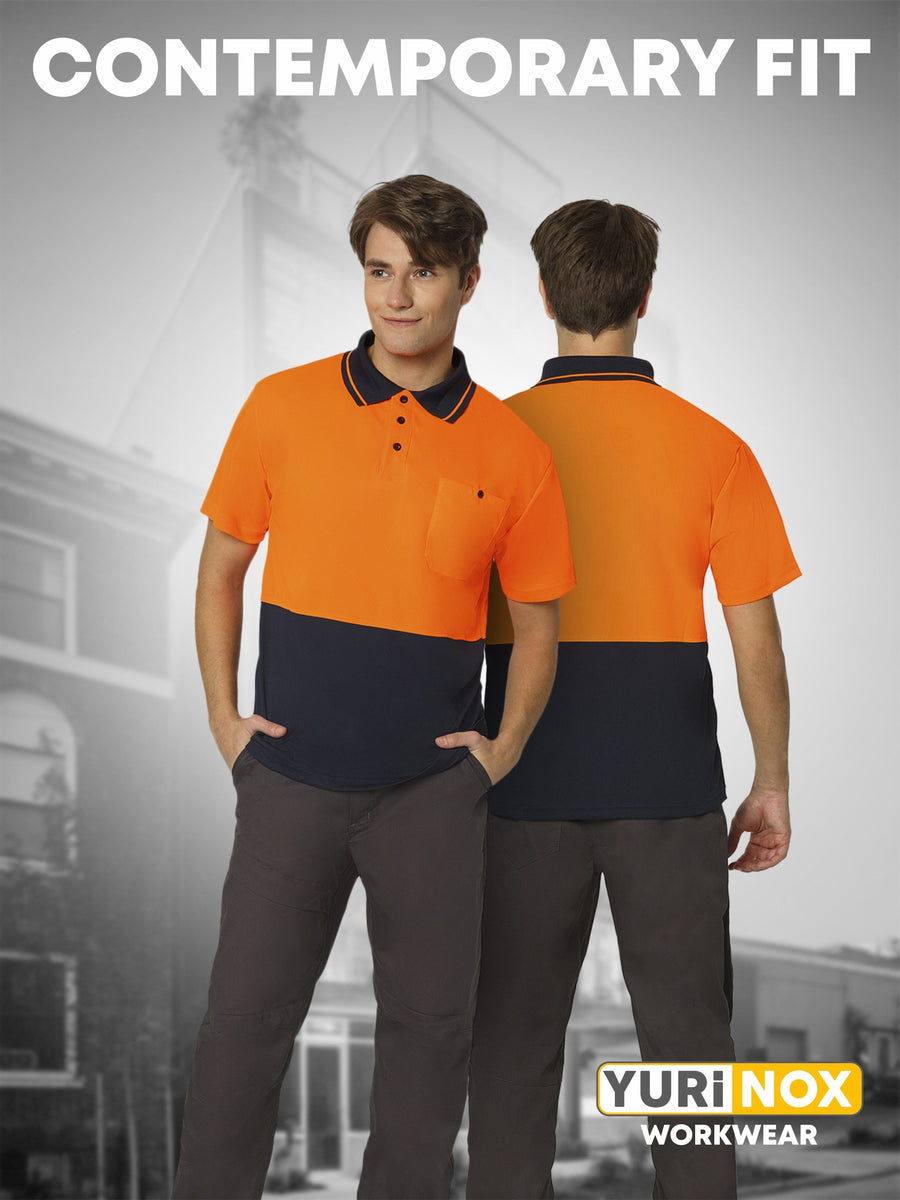 YURINOX 02 Men's Two-Tone Neon Work Polo Shirt