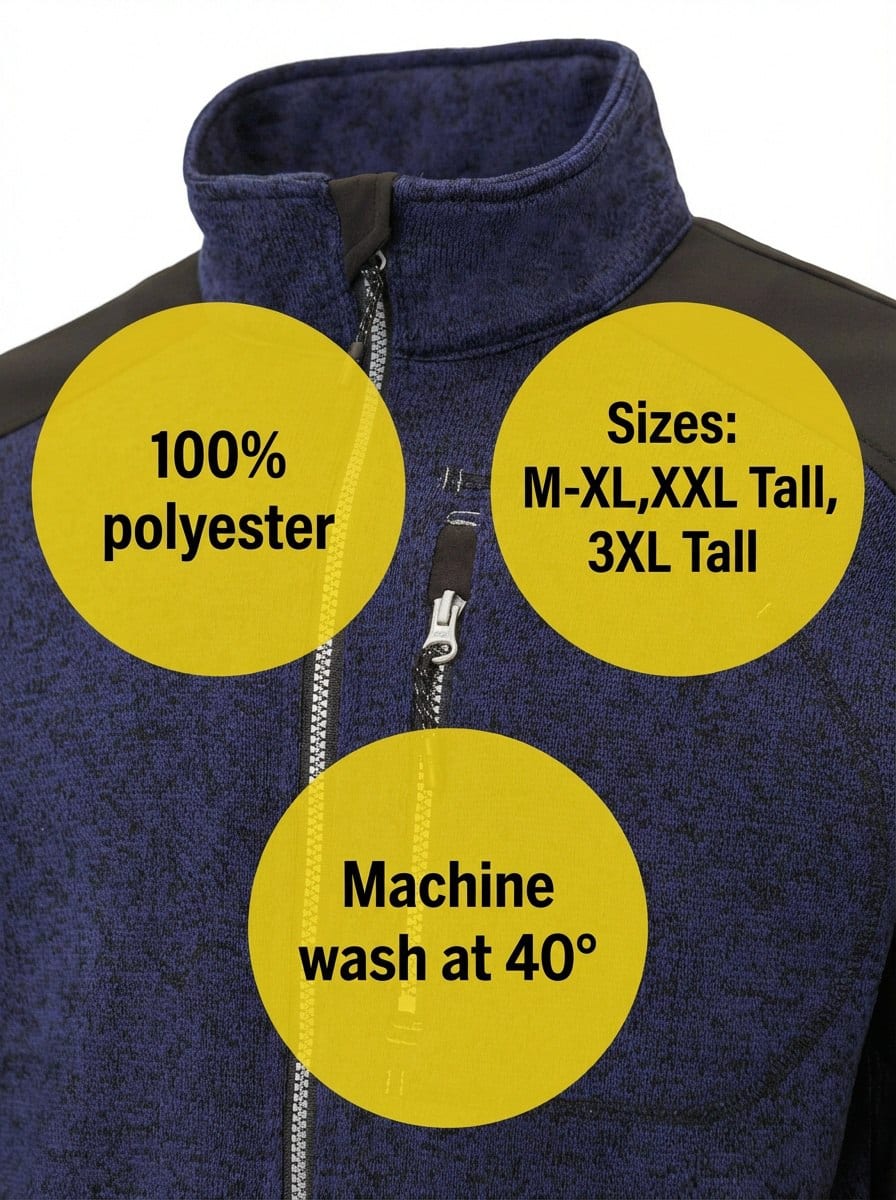 UNIONWORKWEAR Men's Full-Zip Softshell-Reinforced Work Sweatshirt