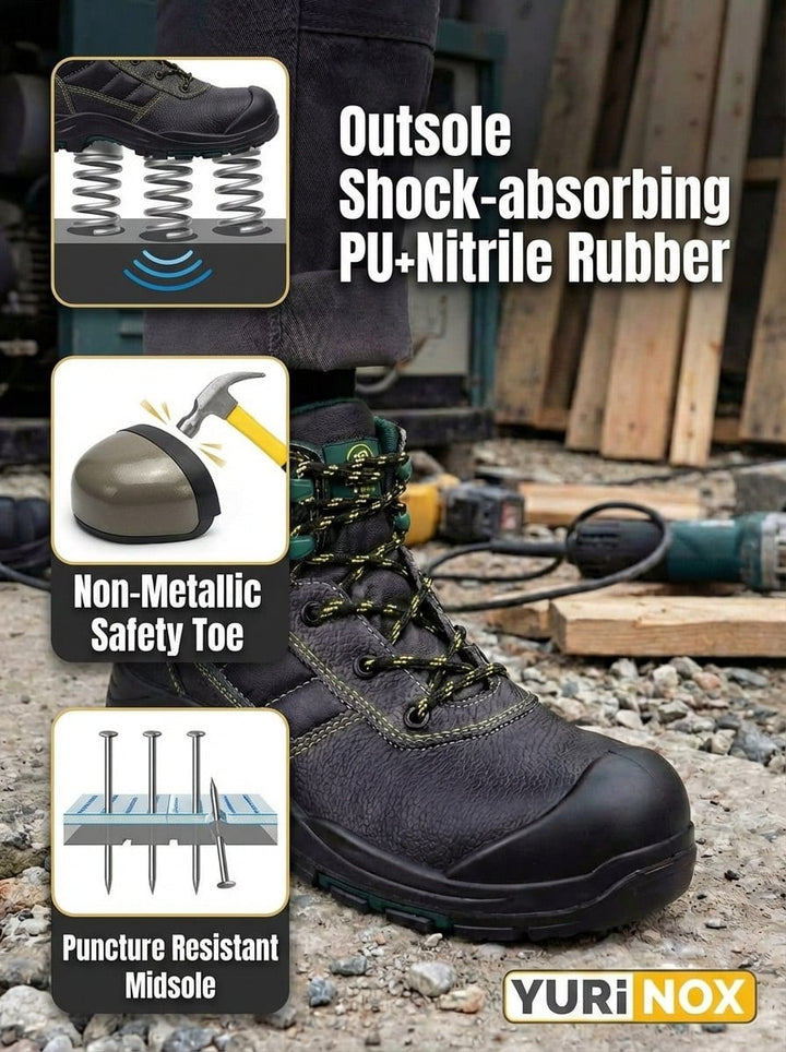 YURINOX GreenBoots Men's 6" Slip-Resistant Composite Toe Work Boots