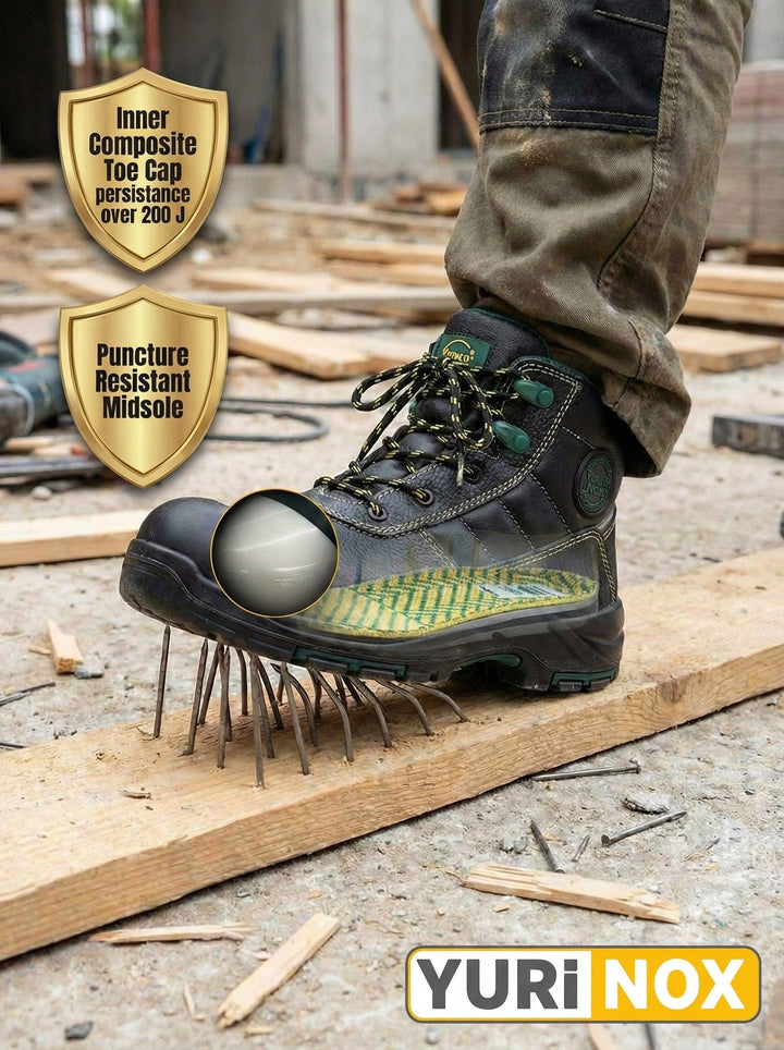 YURINOX GreenBoots Men's 6" Slip-Resistant Composite Toe Work Boots