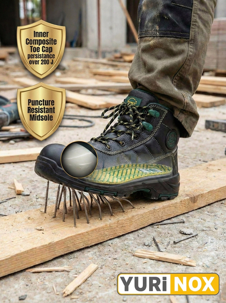 YURINOX GreenBoots Men's 6" Slip-Resistant Composite Toe Work Boots