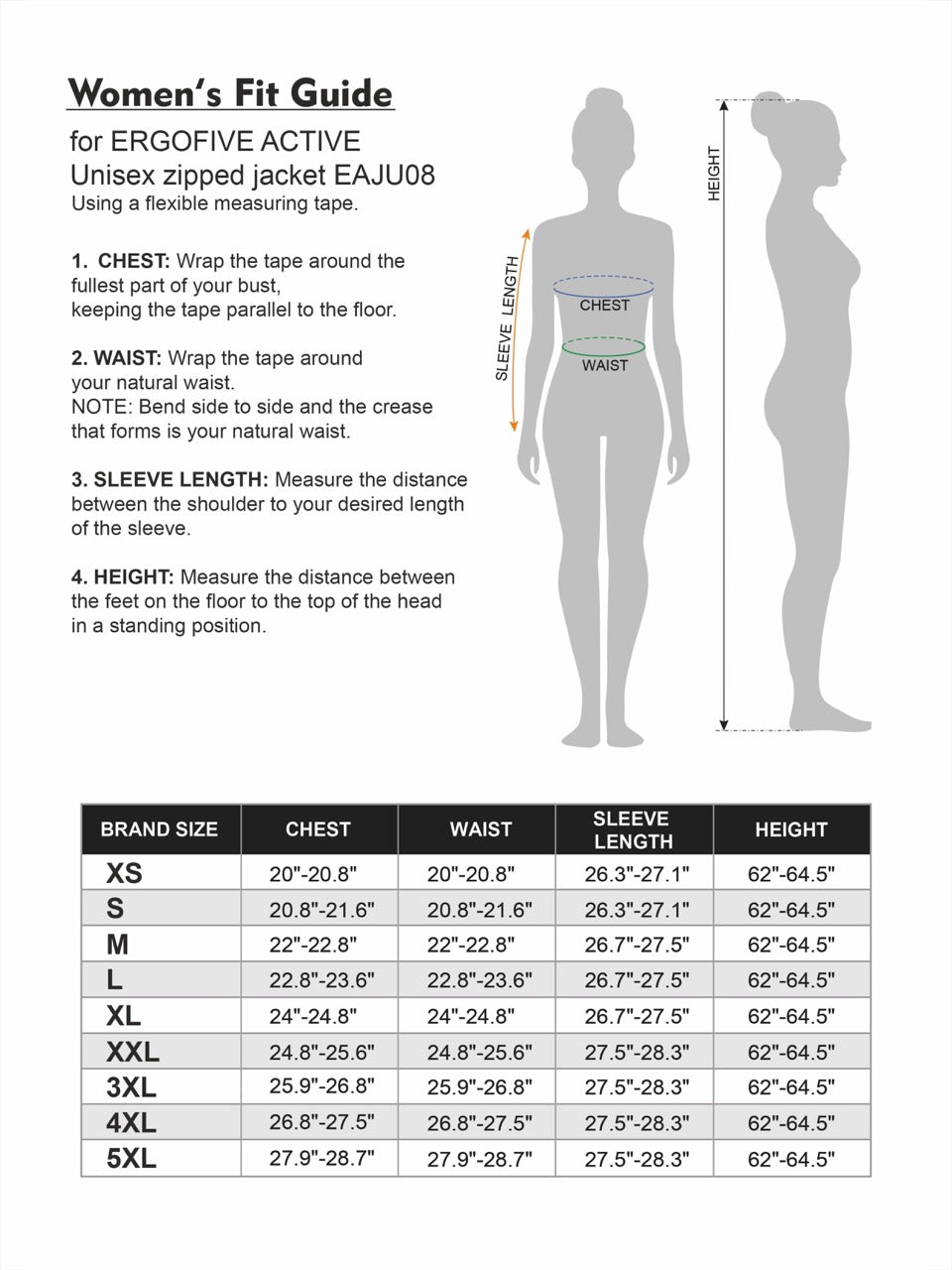 ERGOFIVE ACTIVE Unisex zipped jacket EAJU08