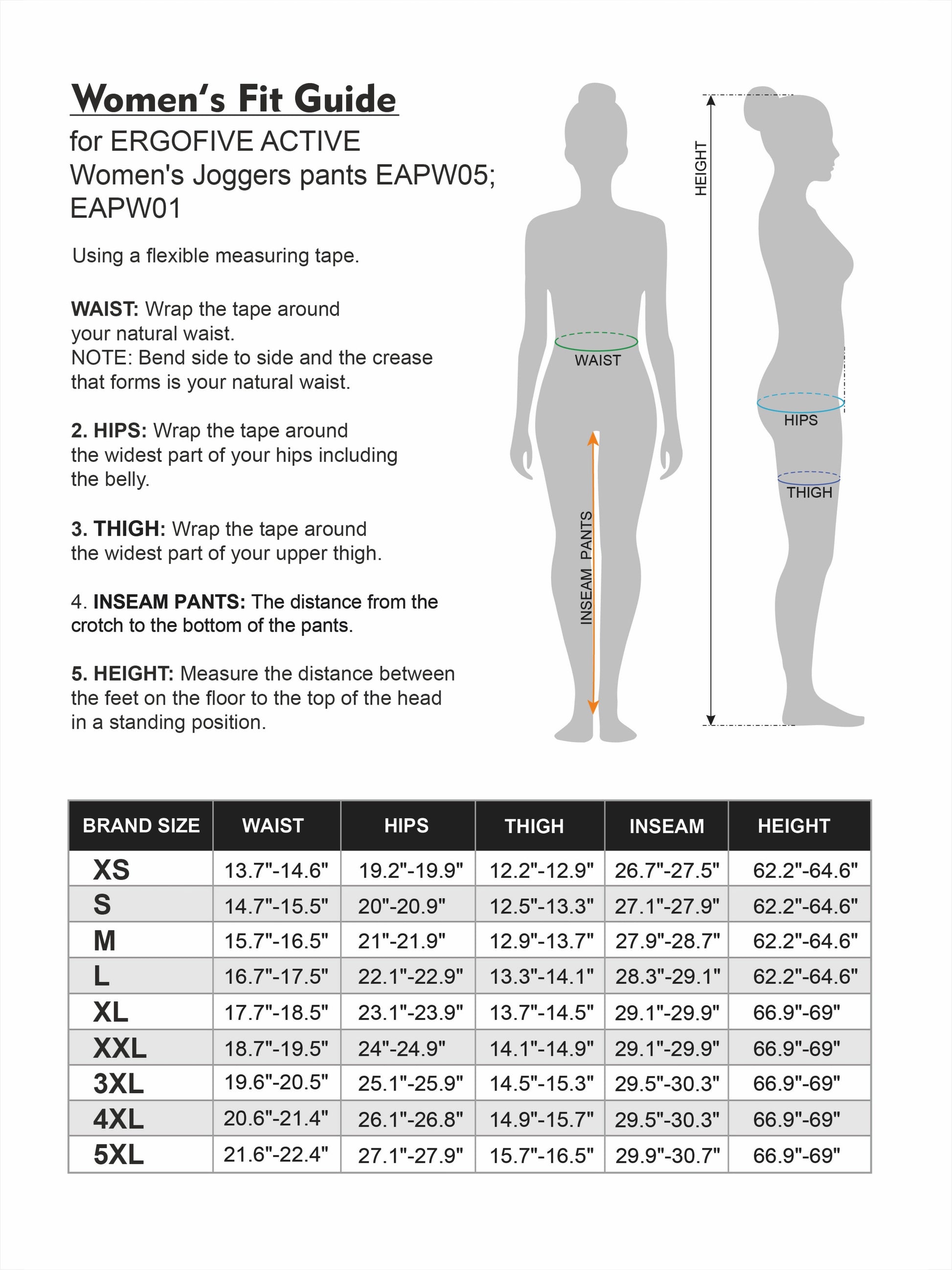 ERGOFIVE ACTIVE Women's Drawstring 4WS Joggers EAPW05