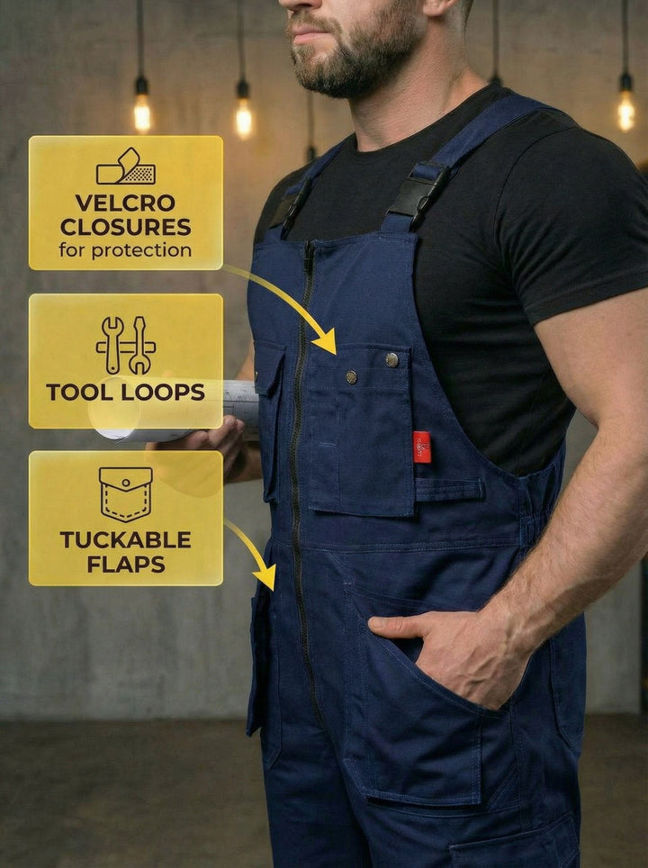 YURINOX UnionSpace Men's Midweight Utility Work Bib Overalls