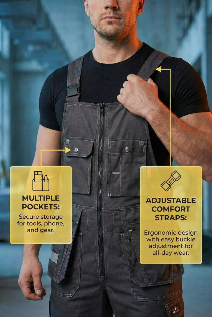 YURINOX UnionSpace Men's Midweight Utility Work Bib Overalls
