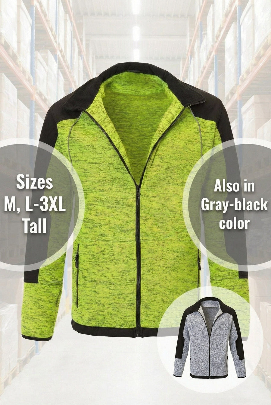 UNIONWORKWEAR Men's Full-Zip Fleece-Lined Work Sweatshirt