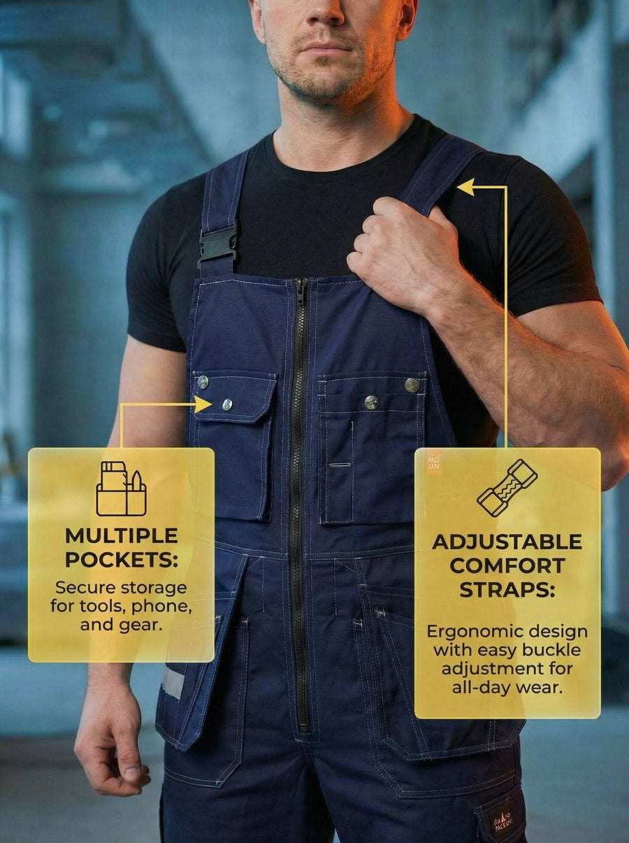 YURINOX UnionSpace Men's Midweight Utility Work Bib Overalls