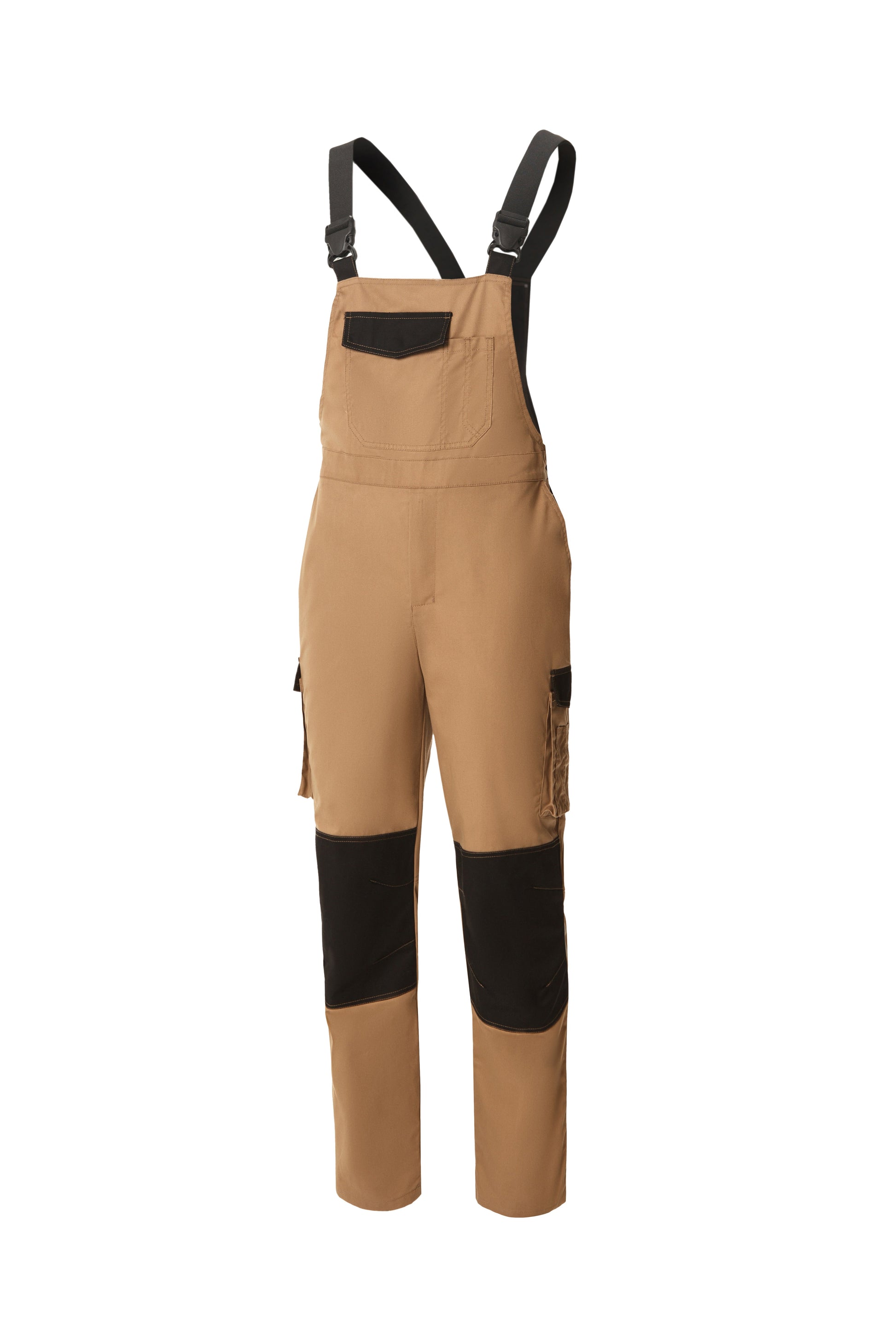 UNIONWORKWEAR SEMI-OVERALLS STATUS - Anatomical knees, Breathable, Dirt/Abrasion Resistant, Reinforced Joints Beige/Black