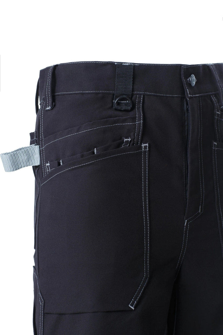 A structured waistband and practical pocket layout create a work-ready fit.