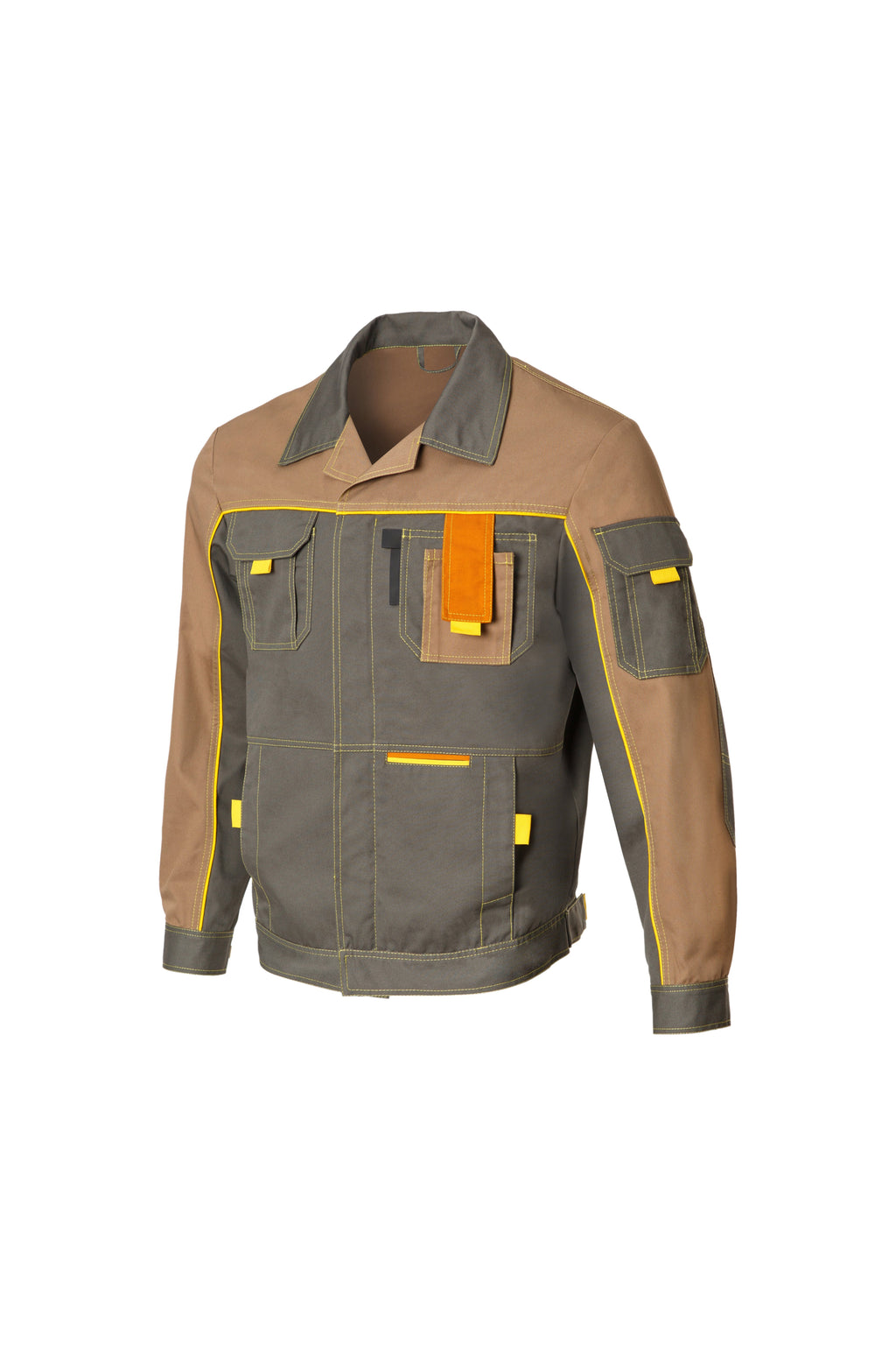 YURINOX JACKET GENESIS - Sleeves with Elbow Reinforcement, Underarm Mesh Ventilation, Tear Resistant, Durable Dye Gray Khaki/Dark Beige