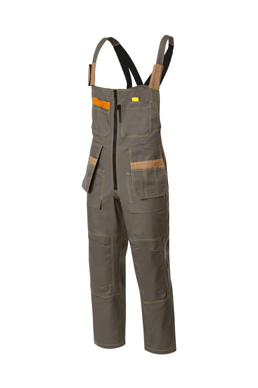 YURINOX SEMI-OVERALLS GENESIS - Knee Reinforcement with Patch Pockets, Additional Seam Allowances, Double Stitched, Tear Resistant Gray Khaki/Dark Beige