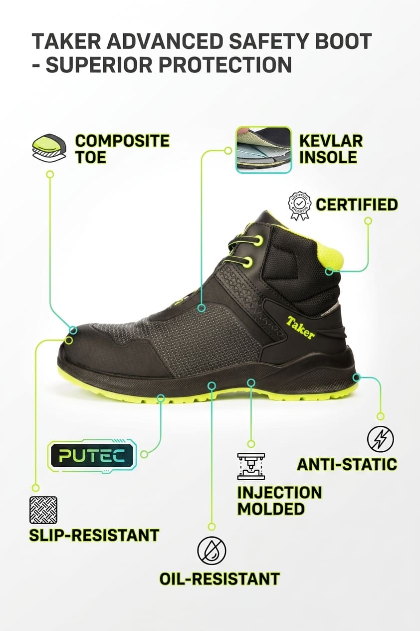 YURINOX Taker Botas de trabajo de 6" para hombre con puntera de composite ligera
