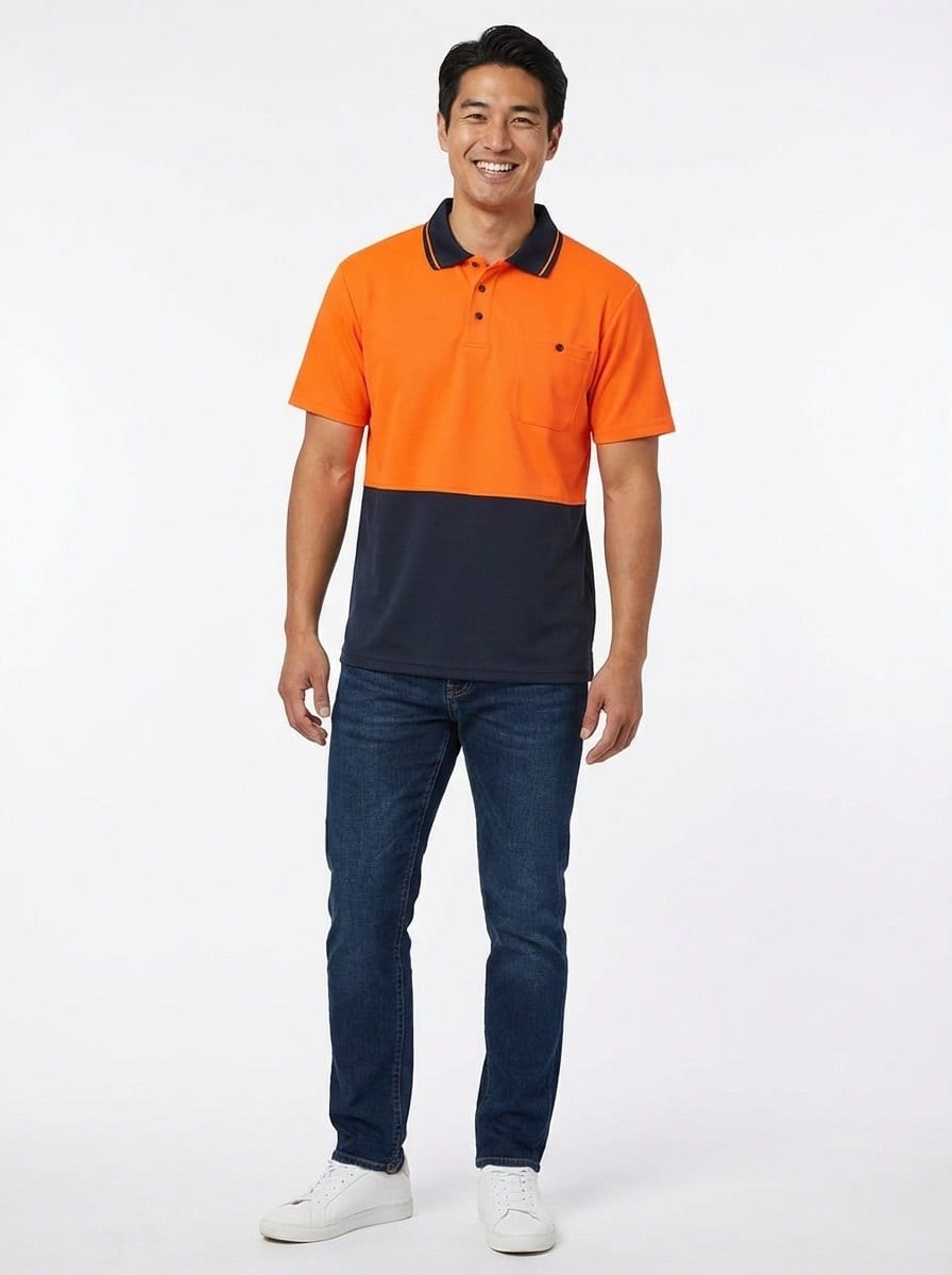 YURINOX 02 Men's Two-Tone Neon Work Polo Shirt