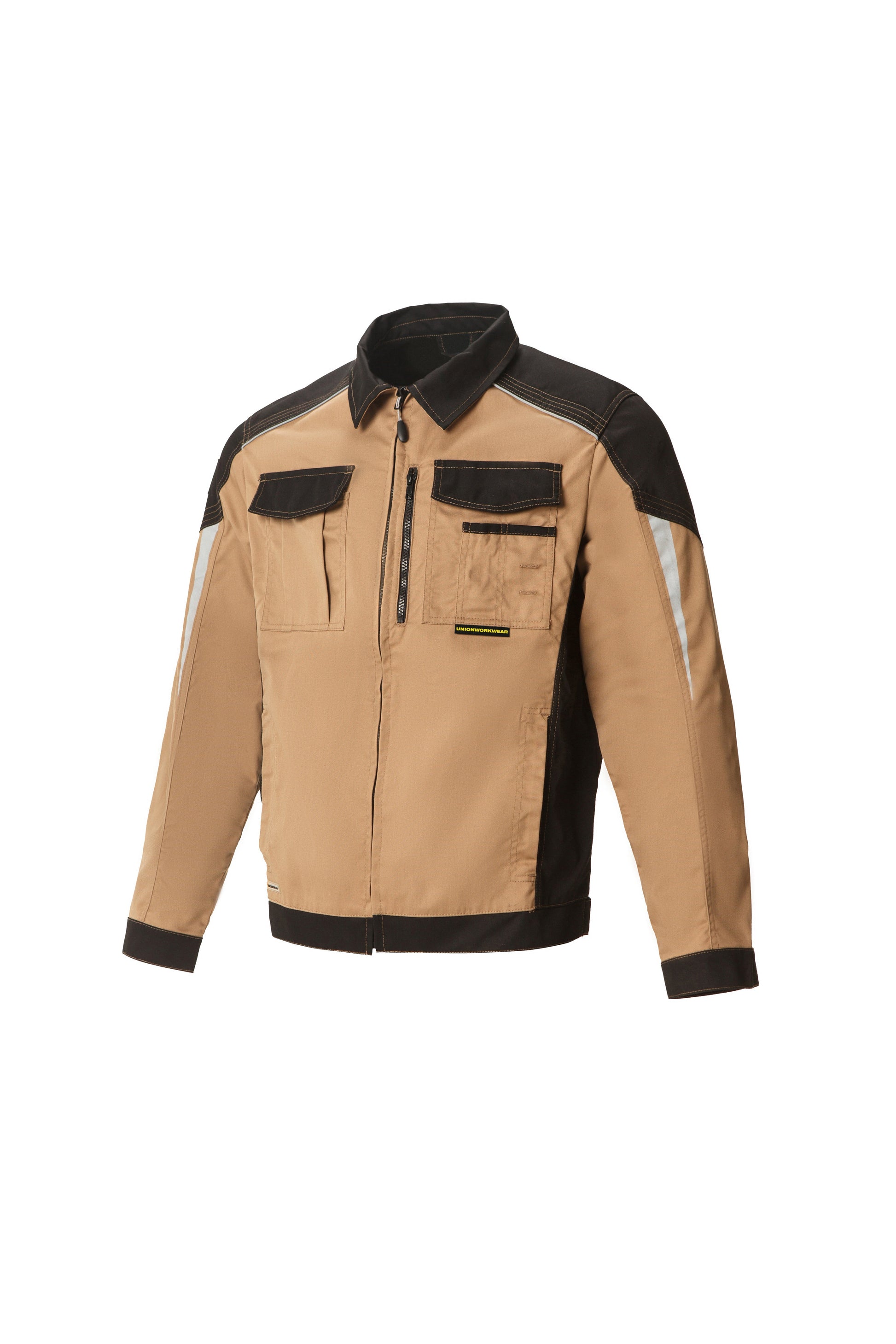 UNIONWORKWEAR JACKET STATUS – Ventilated, Hi-Vis Elements, Breathable, Spacious Pockets, Dirt Resistant, Tear Resistant, Reinforced Joints Beige/Black