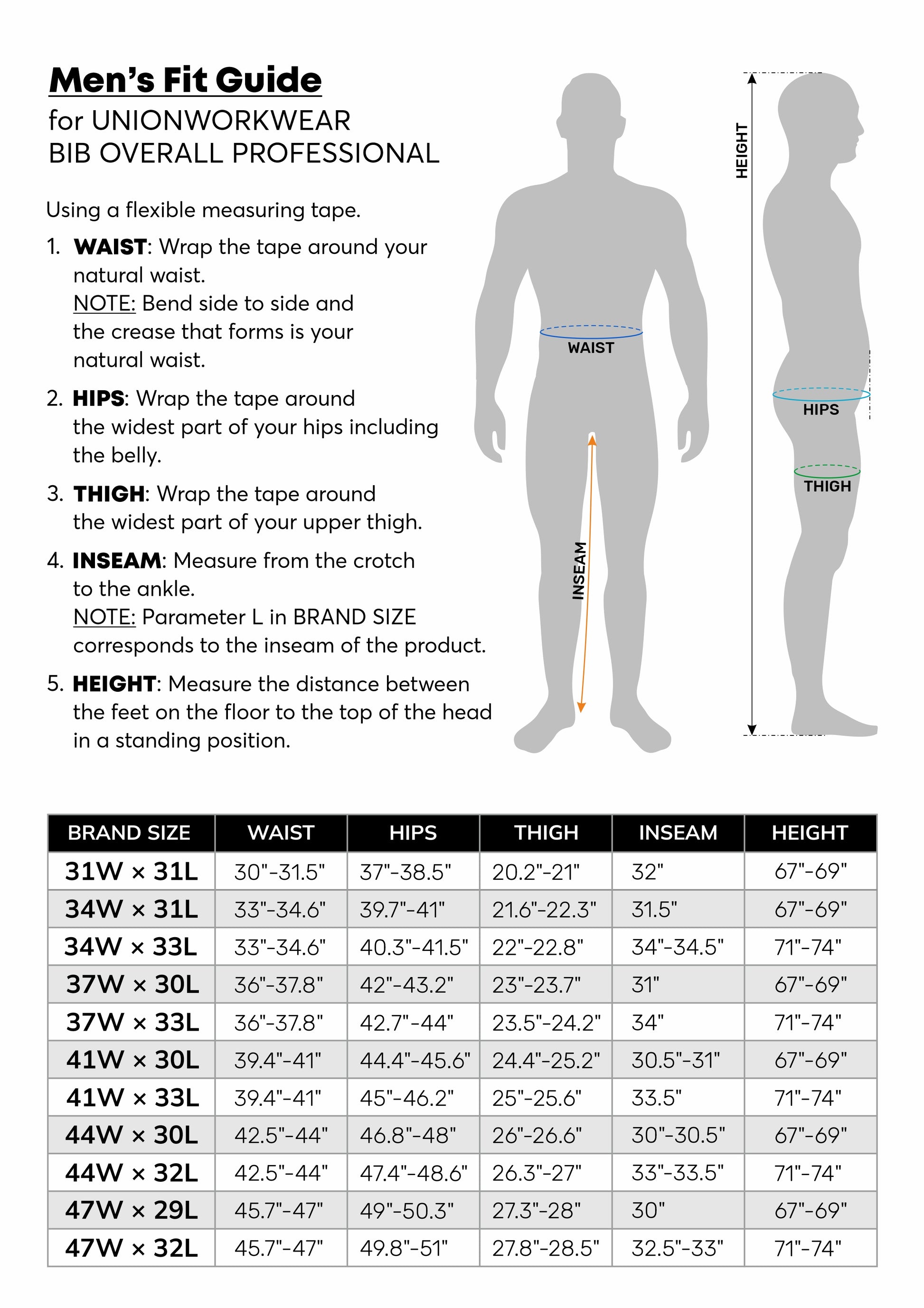 UNIONWORKWEAR™ PRO Men's Water-Resistant Utility Bib Overalls 