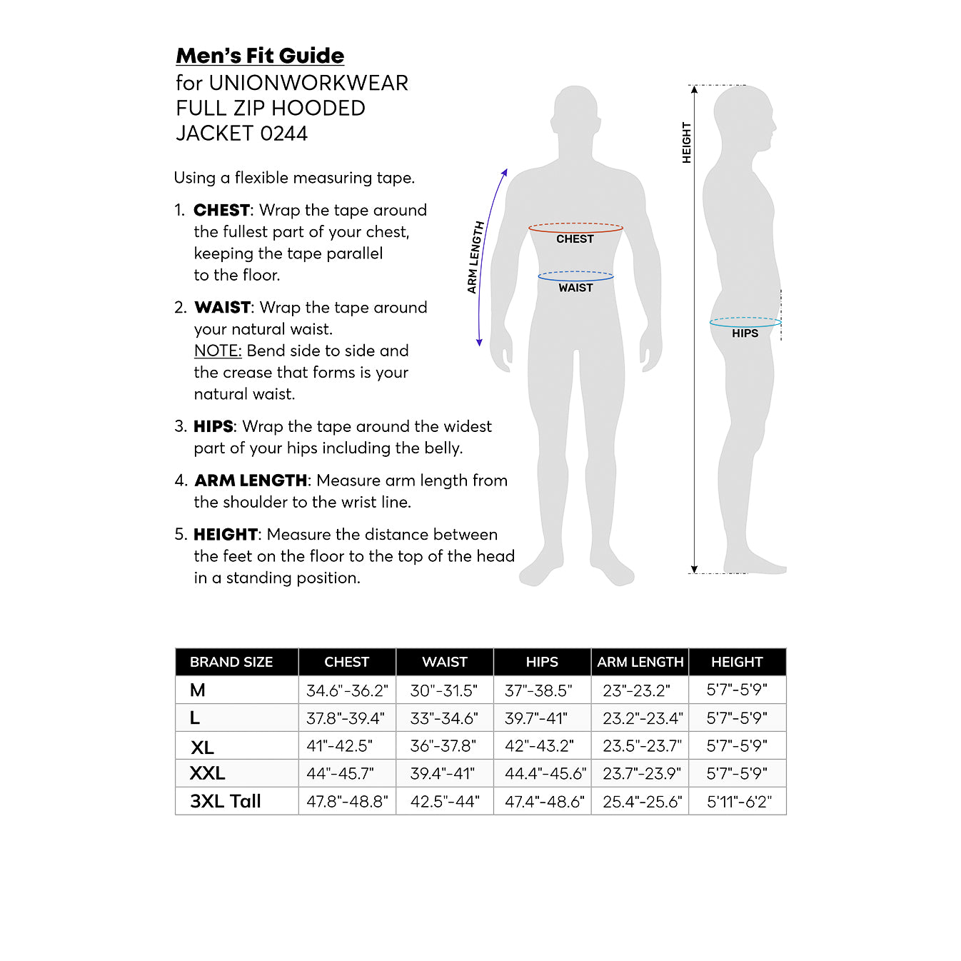 UNIONWORKWEAR FULL ZIP HOODED JACKET 0244