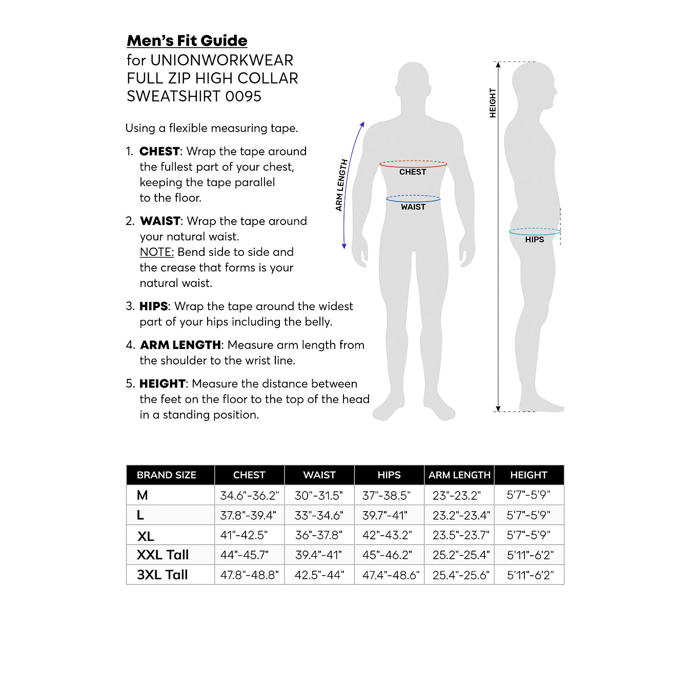 UNIONWORKWEAR FULL ZIP HIGH COLLAR SWEATSHIRT 0095