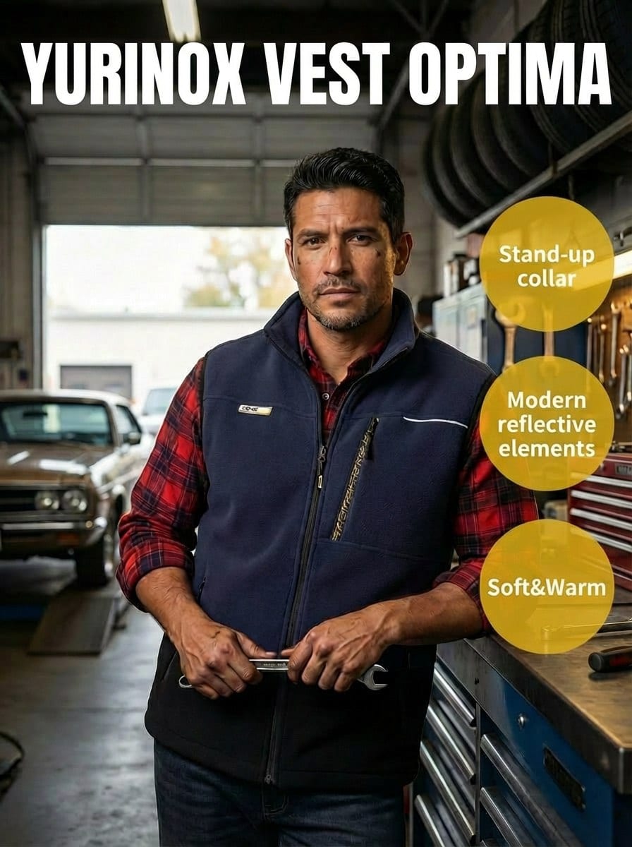 YURINOX Optima Men's Full-Zip Fleece Midlayer Work Vest