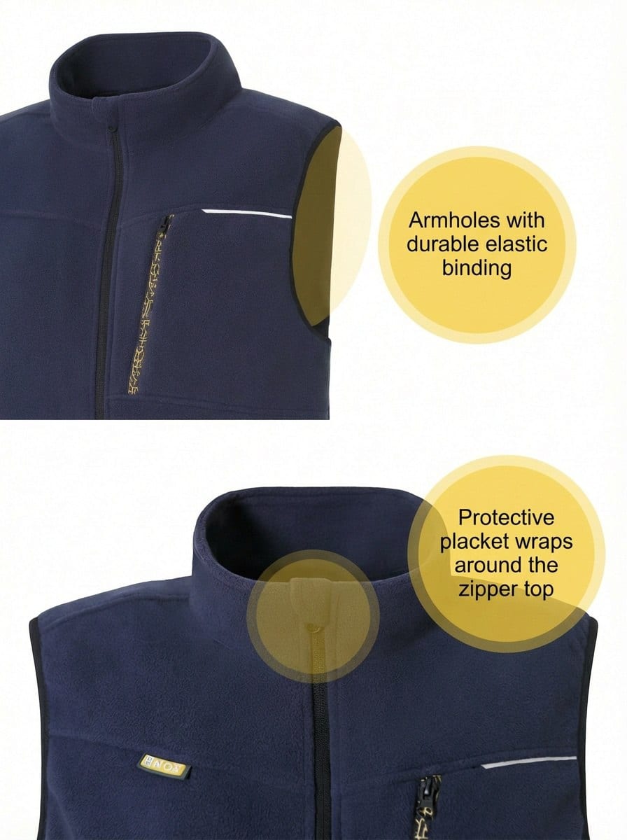 YURINOX Optima Men's Full-Zip Fleece Midlayer Work Vest