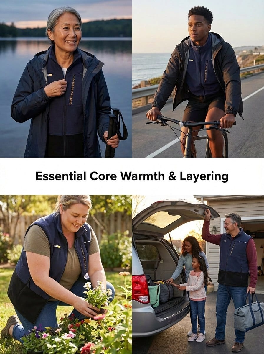 YURINOX Optima Men's Full-Zip Fleece Midlayer Work Vest