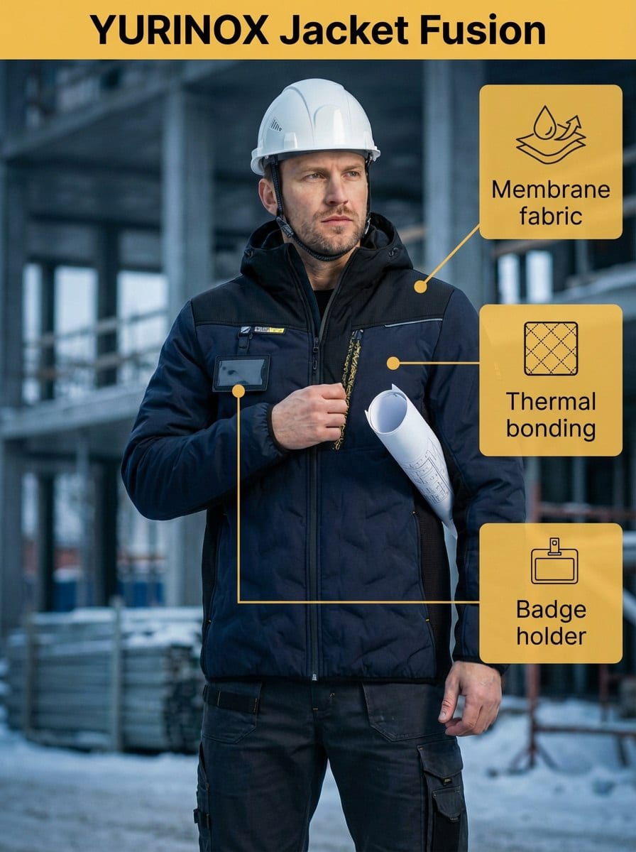 YURINOX Fusion Men's Water-Resistant Hybrid Softshell Work Jacket