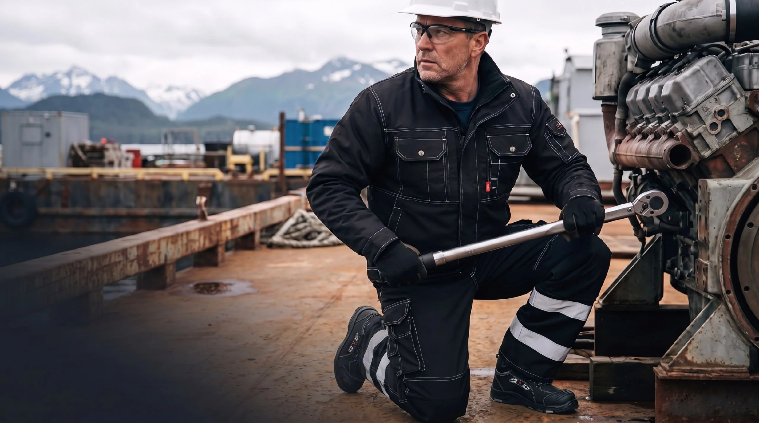 Trabajador con ropa YURINOX en una obra industrial