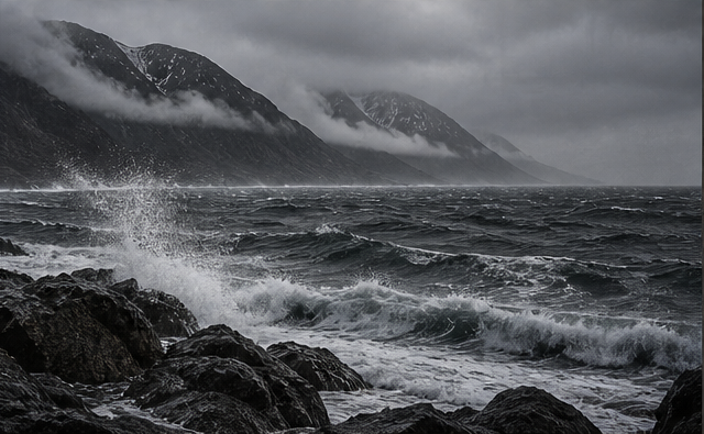 Stormy Turnagain Arm coastline